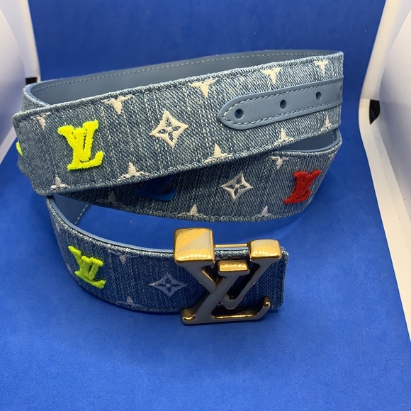 Rare Louis Vuitton Monogram Denim New Wave Belt - Picture 2 of 12